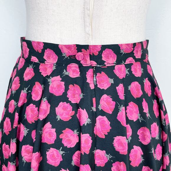 Vintage 90s Next Collection UK Rose Printed Floral Satin Circle Skirt - Picture 7 of 11